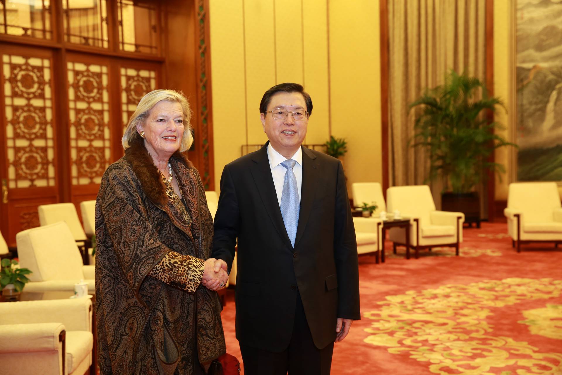 Ontmoeting met de Voorzitter van het Nationale Volkscongres Zhang Dejian. Foto: Dong Yuehang