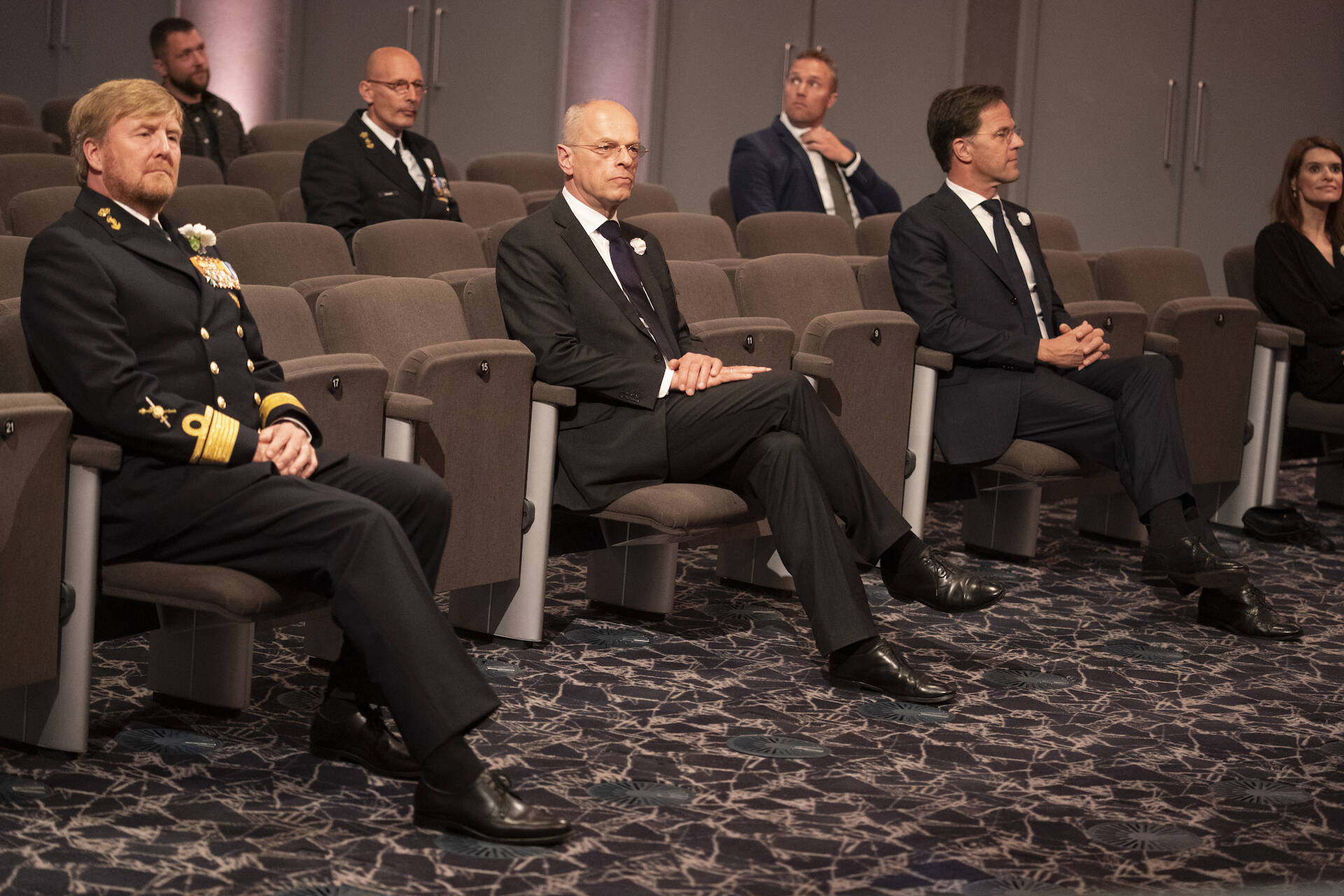 Zijne Majesteit Koning Willem-Alexander, Eerste Kamervoorzitter Jan Anthonie Bruijn en minister-president Mark Rutte