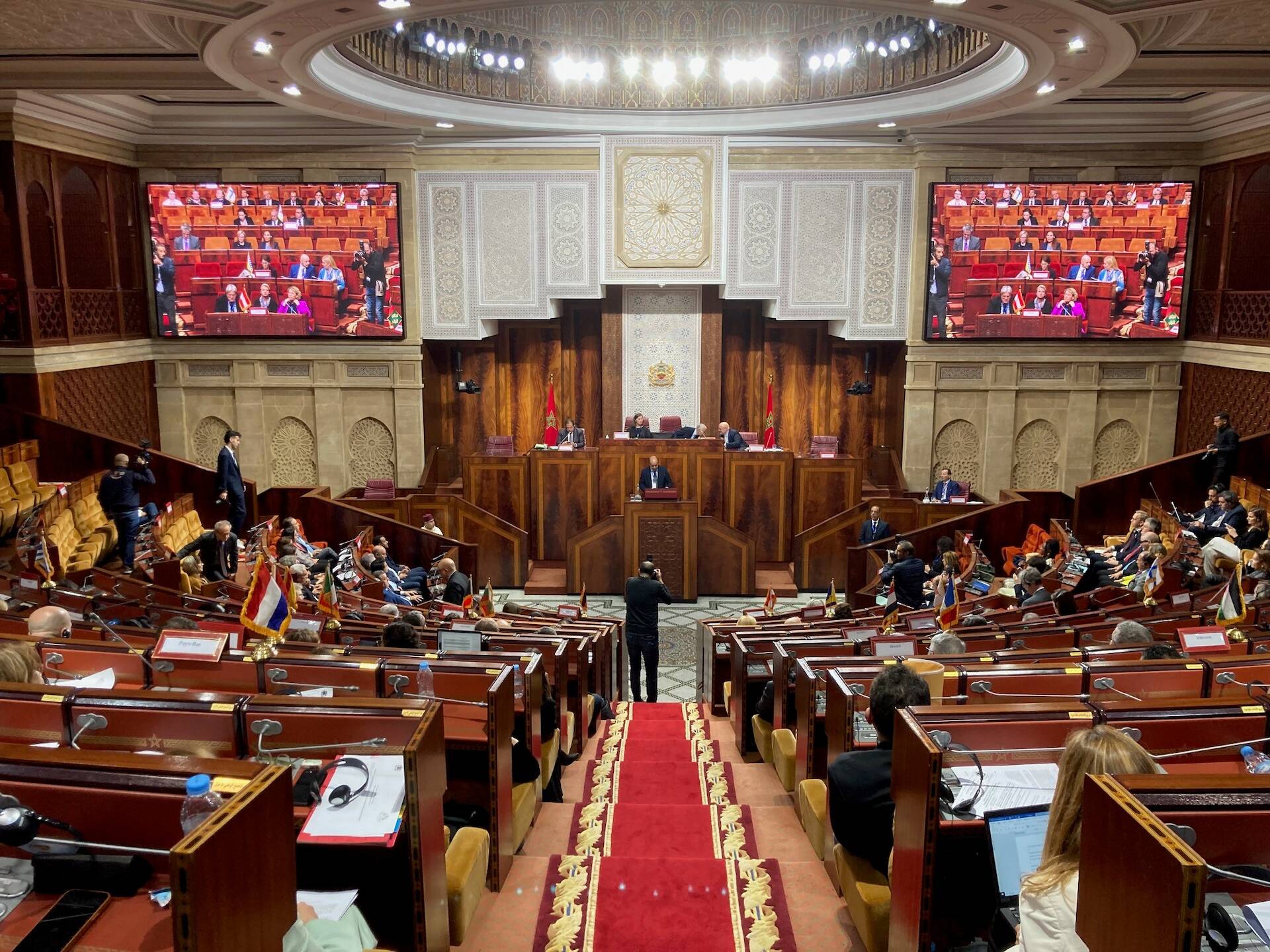 De plenaire zaal van het Marokkaanse parlement in Rabat.