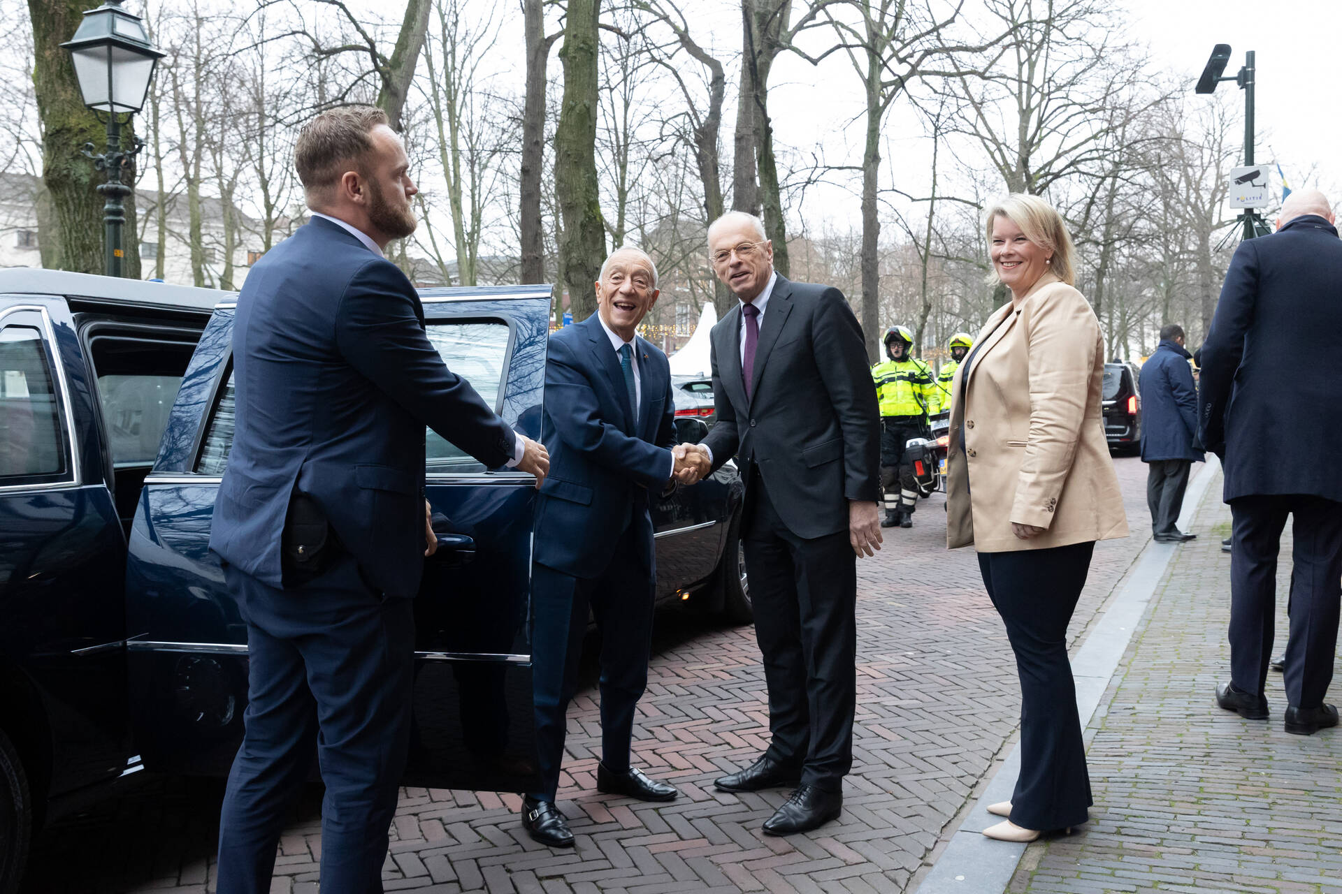 Aankomst van de president van Portugal