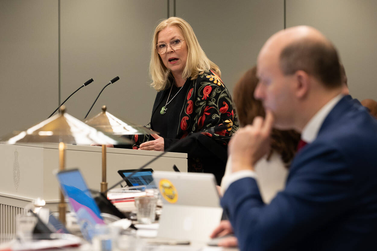 Senator Van Toorenburg spreekt achter het spreekgestoelte.