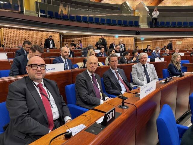 Nederlandse delegatie: Remco Nehmelman, Jan Anthonie Bruijn, Martin Bosma en Peter Oskam (van links naar rechts)