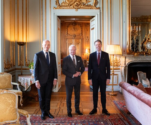 Eerste en Tweede Kamervoorzitter met Koning Carl XVI Gustaf