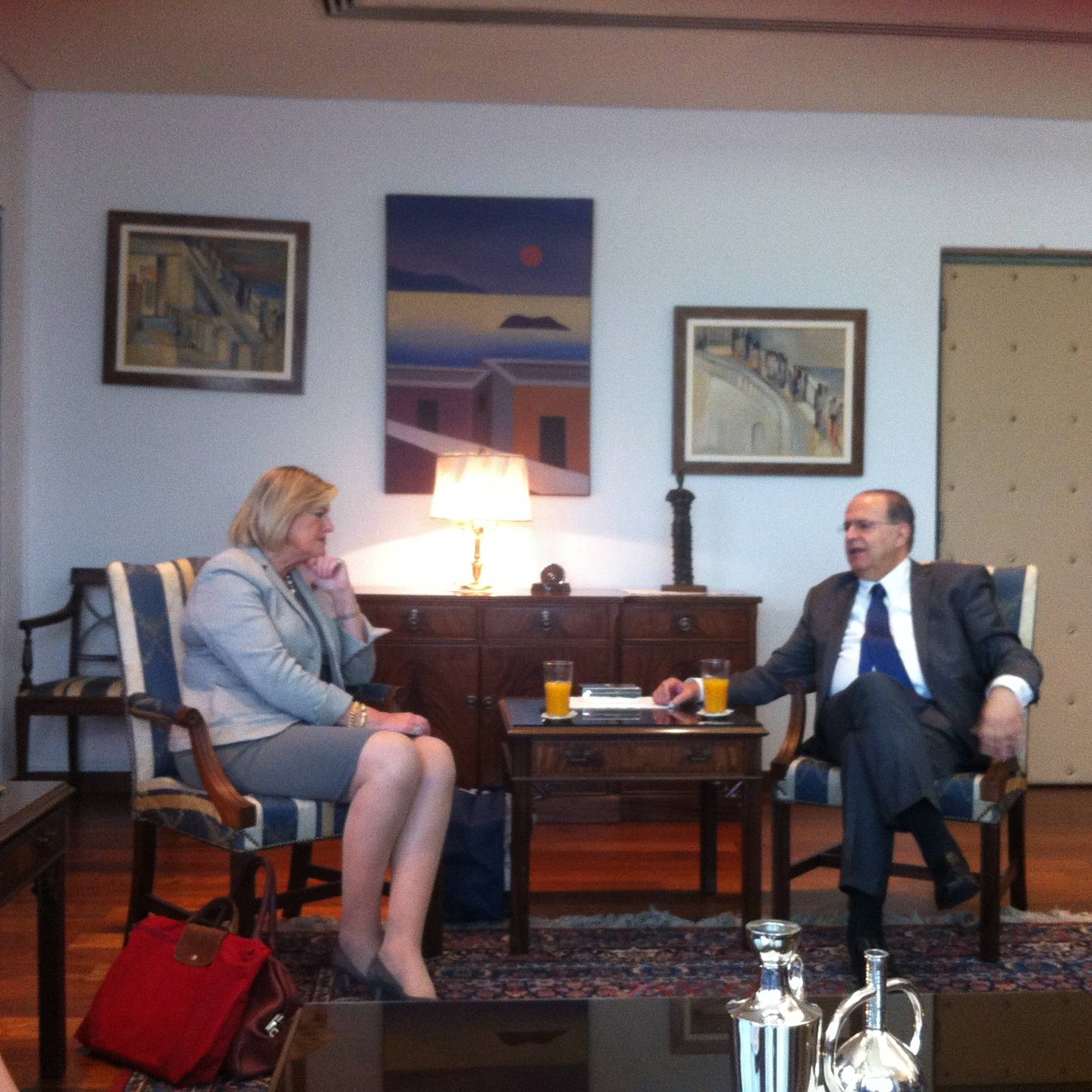 Voorzitter Eerste Kamer met Cypriotische Minister van Buitenlandse Zaken 