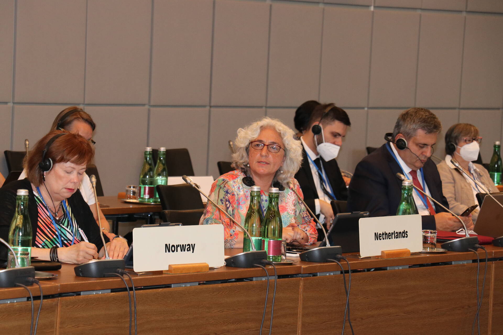 Delegatieleider Karimi (midden) was in Wenen aanwezig