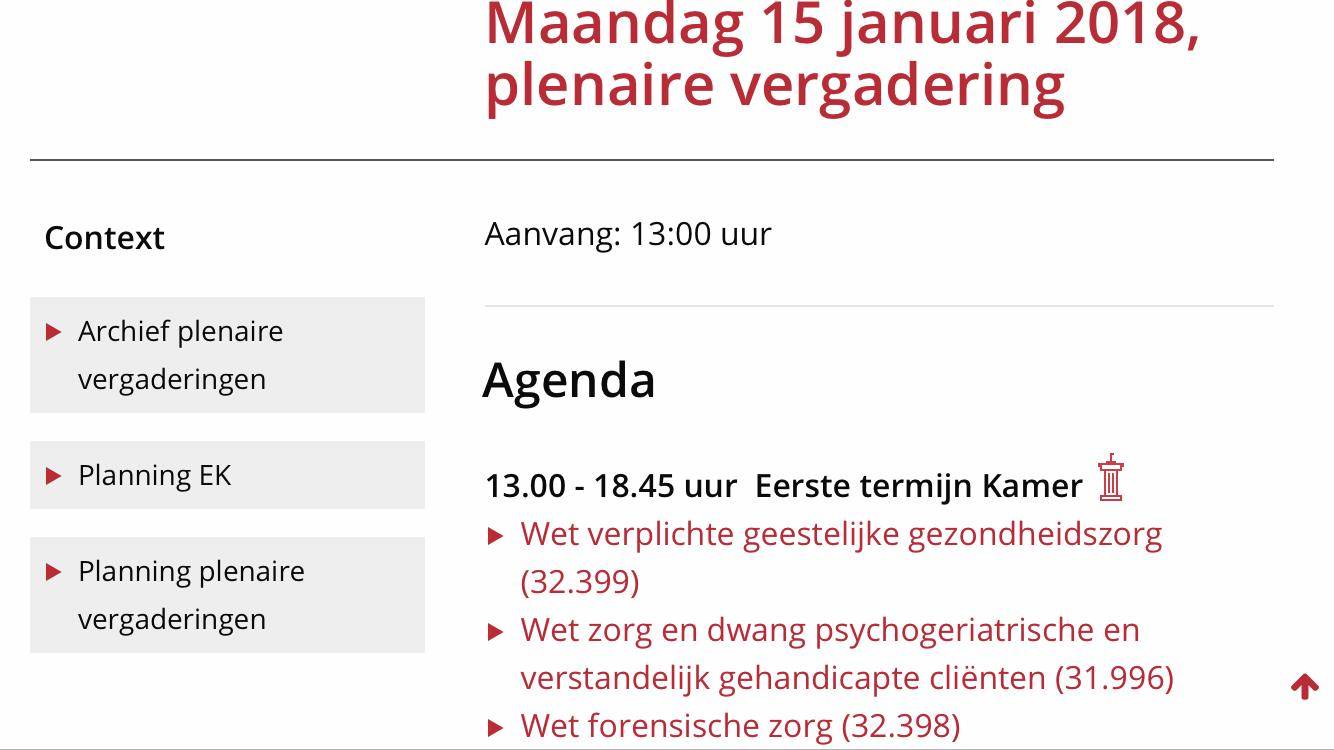 Agenda 15 januari 2018