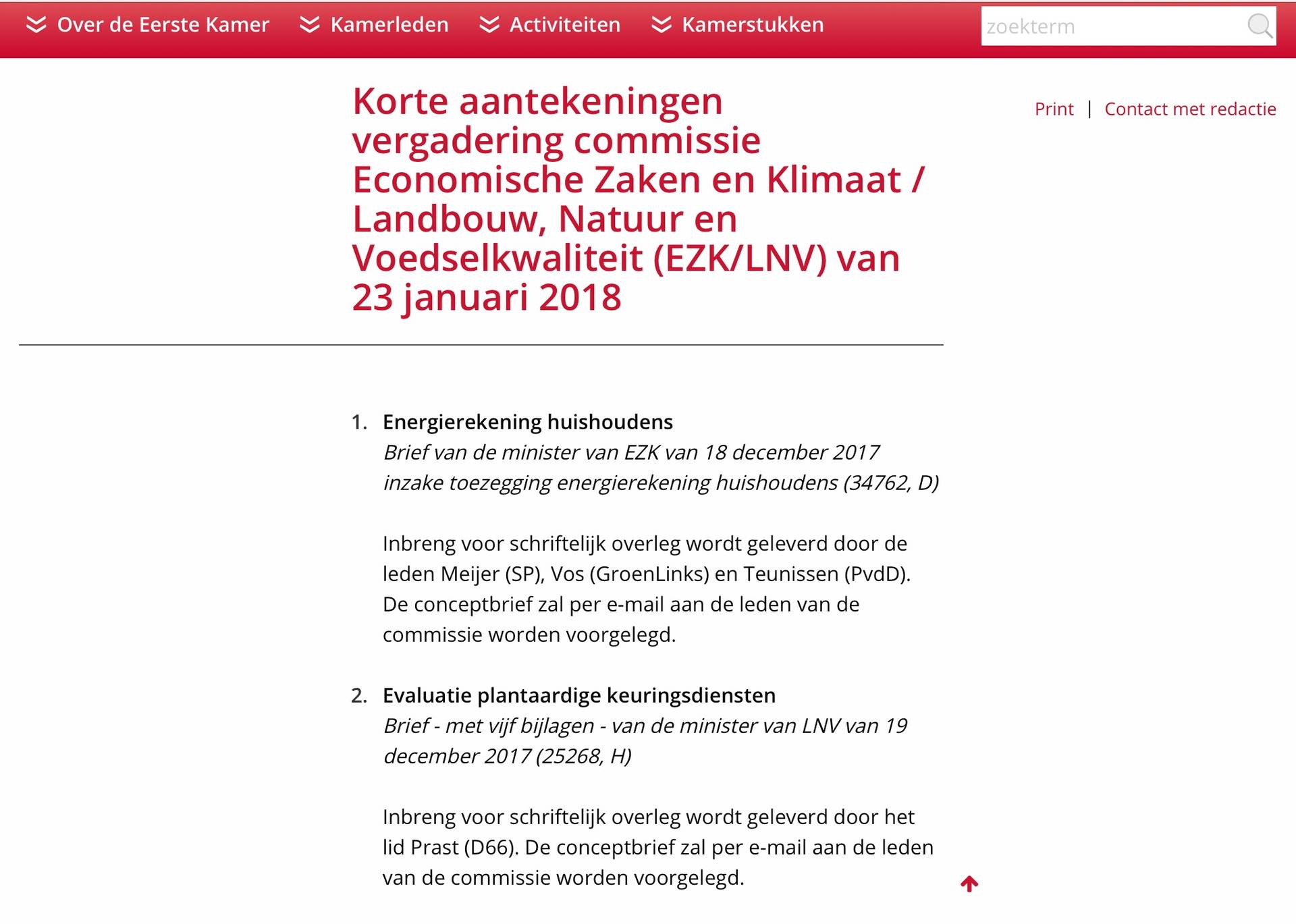 Nieuws uit de commissies: dinsdag 23 januari 2018