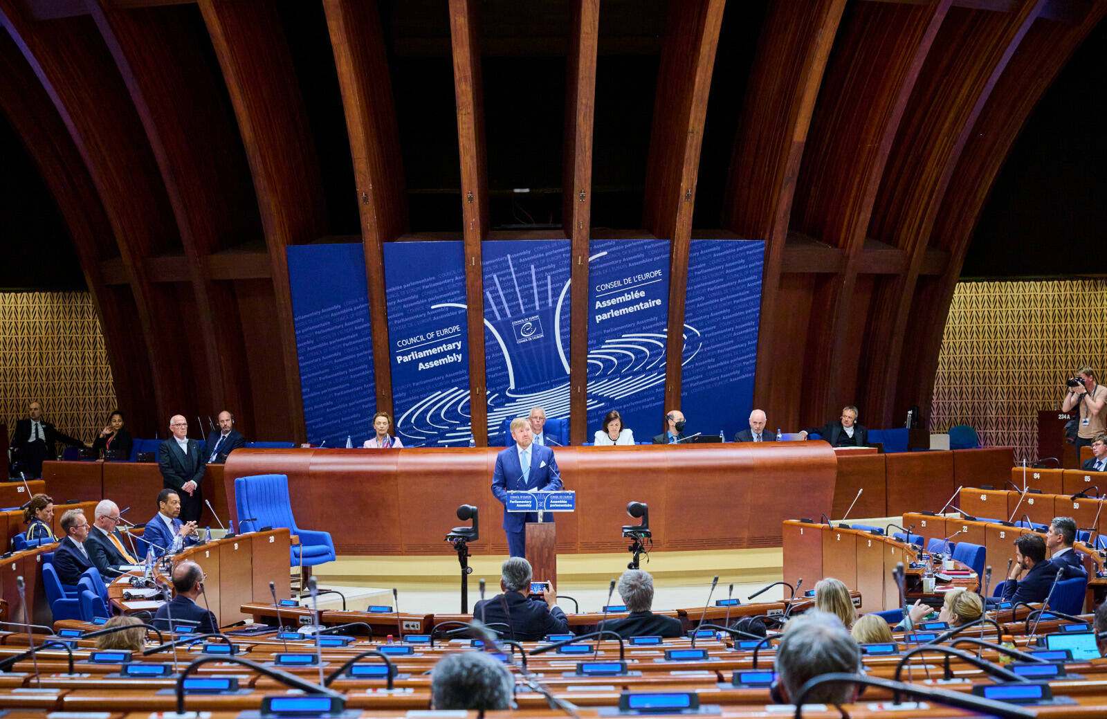 De toespraak van Koning Willem-Alexander in de hémicycle.